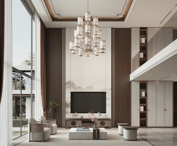 New Chinese Style A Living Room-ID:189286952