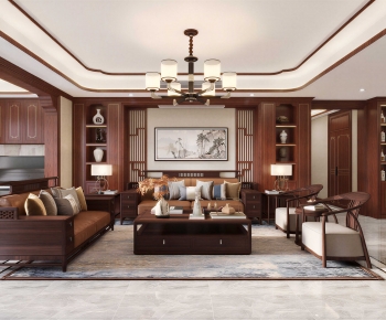 New Chinese Style A Living Room-ID:548640974