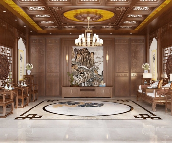 New Chinese Style A Living Room-ID:382478955