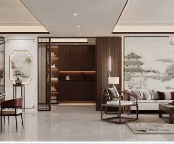 New Chinese Style A Living Room-ID:460793024