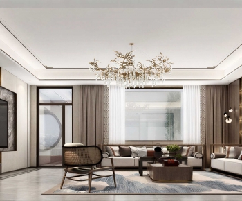 New Chinese Style A Living Room-ID:875139953