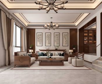 New Chinese Style A Living Room-ID:660900123