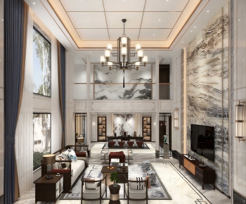 New Chinese Style A Living Room-ID:302726985