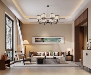 New Chinese Style A Living Room-ID:735358959