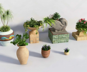 Modern Potted Green Plant-ID:916460996