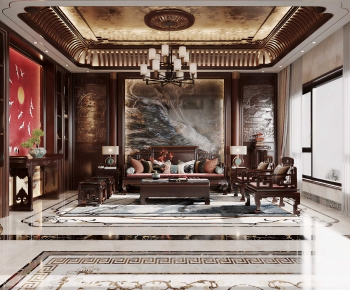 New Chinese Style A Living Room-ID:790848974