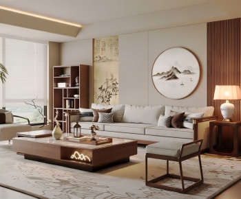 New Chinese Style A Living Room-ID:598747978