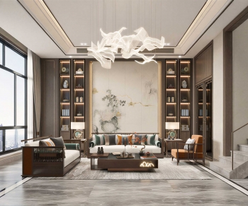 New Chinese Style A Living Room-ID:156063081