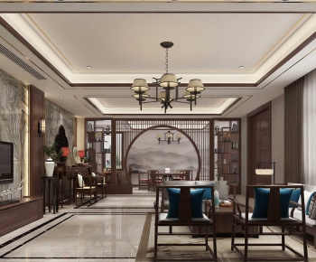 New Chinese Style A Living Room-ID:811963083