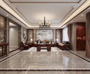 New Chinese Style A Living Room-ID:297676095