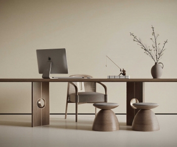 New Chinese Style Computer Desk And Chair-ID:995326049