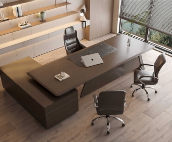 Modern Office Desk And Chair-ID:386044988