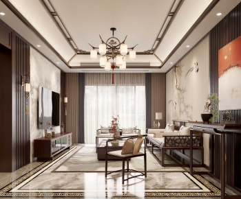 New Chinese Style A Living Room-ID:786853089