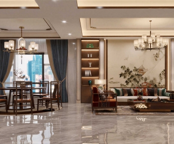 New Chinese Style A Living Room-ID:542418961