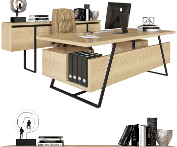 Modern Office Desk And Chair-ID:557609085