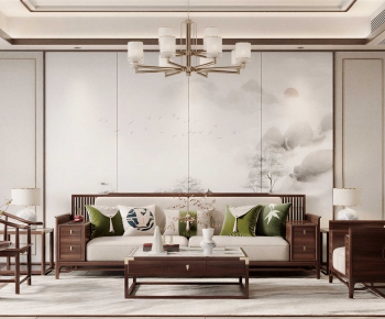 New Chinese Style A Living Room-ID:555725102