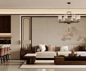 New Chinese Style A Living Room-ID:105409661