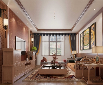 New Chinese Style A Living Room-ID:712104088