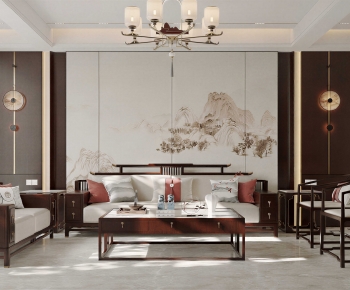 New Chinese Style A Living Room-ID:453078999