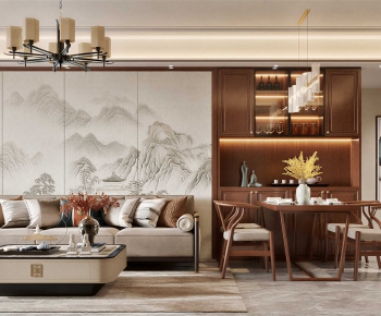 New Chinese Style A Living Room-ID:885375981