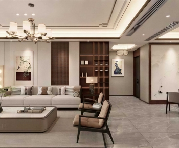 New Chinese Style A Living Room-ID:347454071