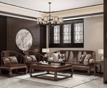 New Chinese Style A Living Room-ID:246608026