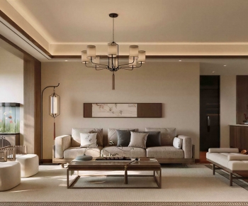 New Chinese Style A Living Room-ID:619724041