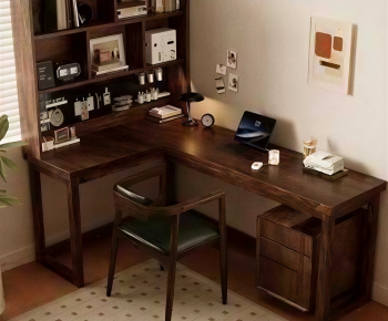 American Style Computer Desk And Chair-ID:509681941
