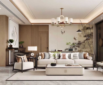New Chinese Style A Living Room-ID:638073928