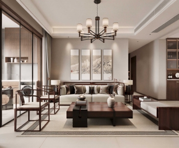 New Chinese Style A Living Room-ID:928159951