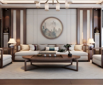 New Chinese Style A Living Room-ID:552166942
