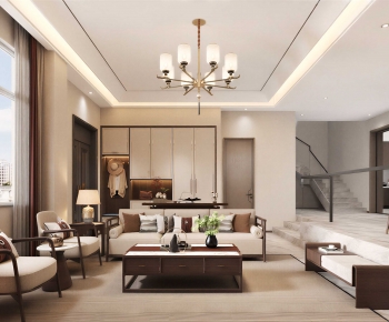 New Chinese Style A Living Room-ID:732372053