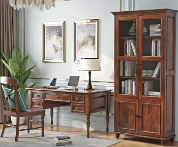 American Style Computer Desk And Chair-ID:402424102