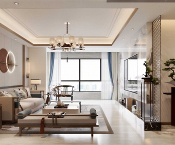 New Chinese Style A Living Room-ID:821886068