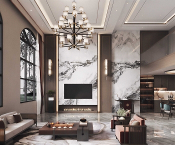 New Chinese Style A Living Room-ID:891185059