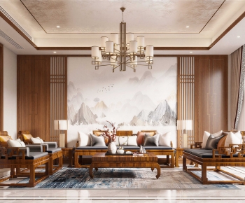 New Chinese Style A Living Room-ID:725312958