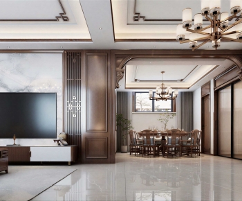 New Chinese Style A Living Room-ID:373179928