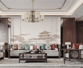 New Chinese Style A Living Room-ID:362503053