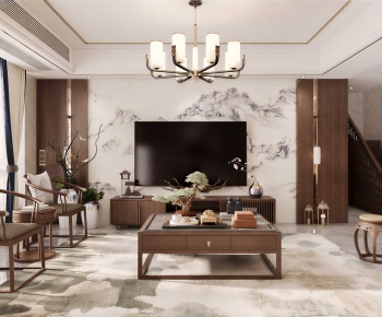 New Chinese Style A Living Room-ID:894577036