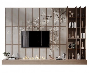 New Chinese Style TV Wall-ID:847909937