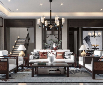 New Chinese Style A Living Room-ID:823946007