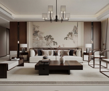 New Chinese Style A Living Room-ID:317097902