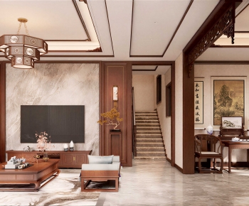 New Chinese Style A Living Room-ID:301860099