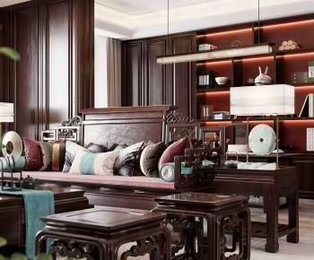 New Chinese Style A Living Room-ID:455440044