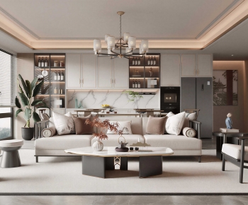 New Chinese Style A Living Room-ID:424989945