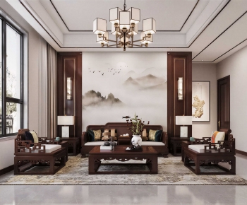 New Chinese Style A Living Room-ID:378822093