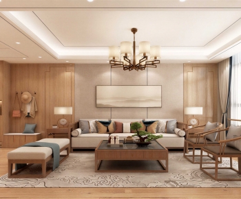 New Chinese Style A Living Room-ID:666378022