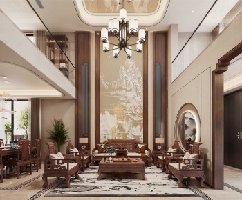 New Chinese Style A Living Room-ID:727339031