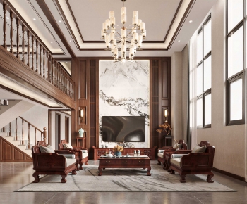 New Chinese Style A Living Room-ID:679712062