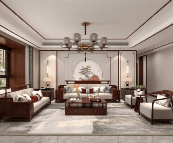 New Chinese Style A Living Room-ID:215435039